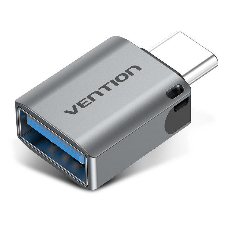 USB 3.0C Male To A Female OTG Adapter Aluminum Alloy Grey With Lanyard